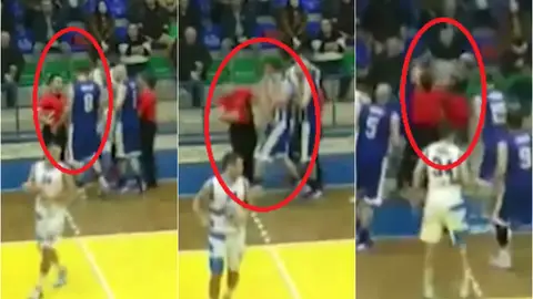 Brutal agresión de un jugador a un árbitro de baloncesto en Albania Brutal agresión de un jugador a un árbitro de baloncesto en Albania