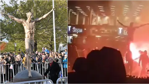 Radicales atacan la estatua de Ibrahimovic en Malmoe Radicales atacan la estatua de Ibrahimovic en Malmoe