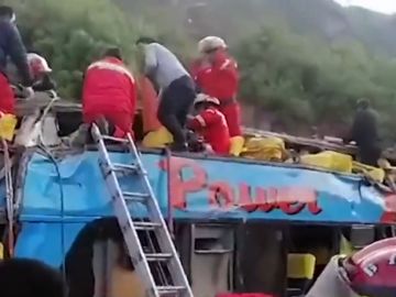 Siete fallecidos al caer un bus escolar en un barranco