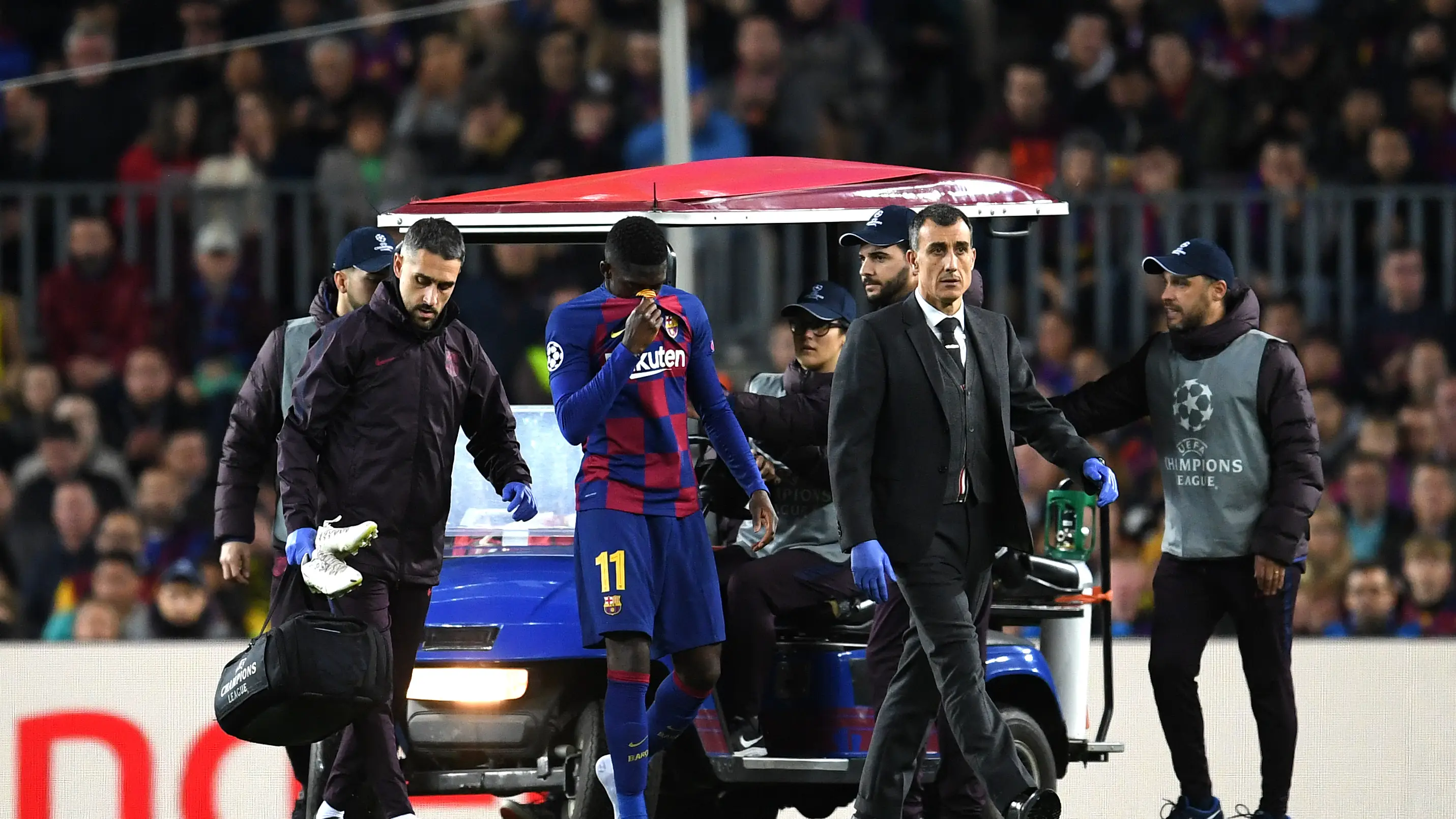 Dembélé lesionado en el partido contra el Borussia Dembélé lesionado en el partido contra el Borussia