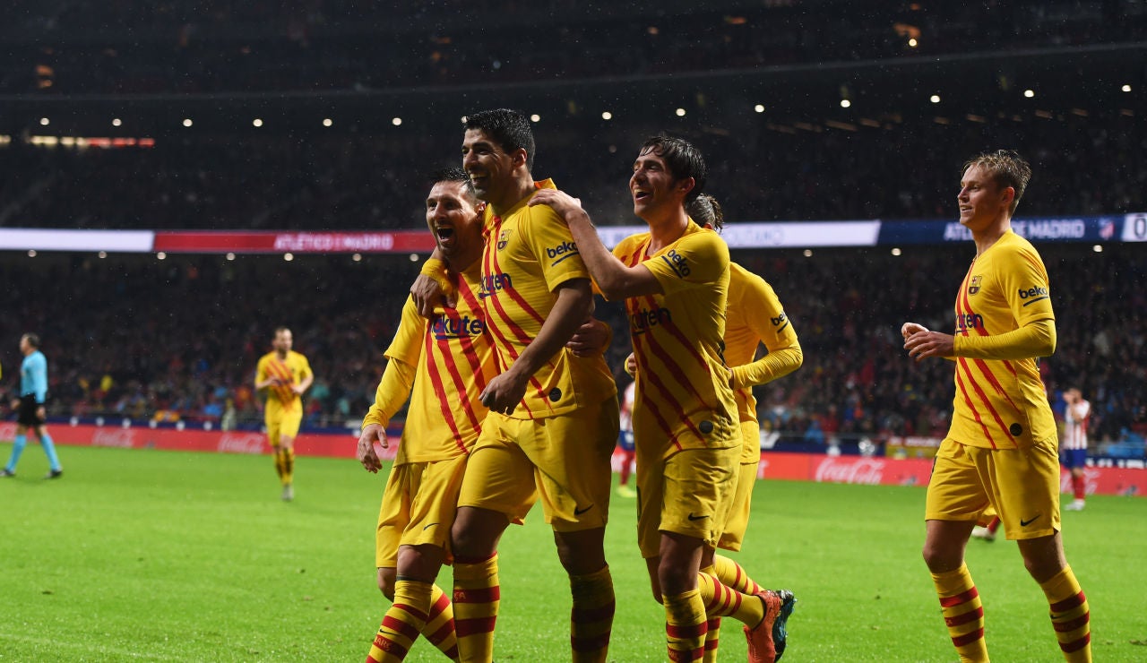 Los jugadores del Barça celebran el gol de Messi Los jugadores del Barça celebran el gol de Messi