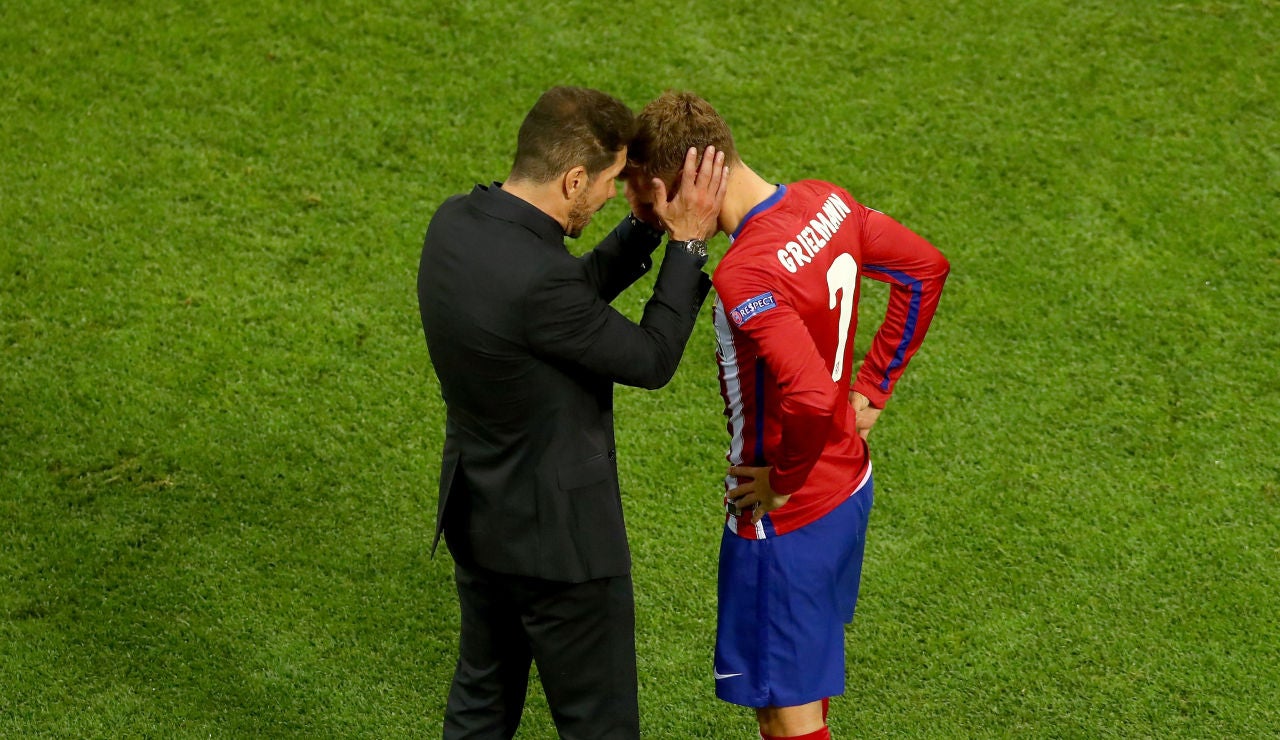 Simeone y Griezmann, durante un partido del Atlético Simeone y Griezmann, durante un partido del Atlético