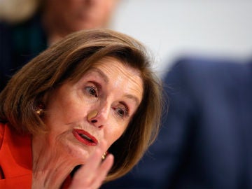 Nancy Pelosi, durante la rueda de prensa que ha dado en la COP25 que se celebra en Madrid