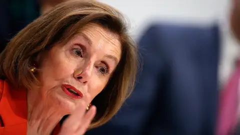 Nancy Pelosi, durante la rueda de prensa que ha dado en la COP25 que se celebra en Madrid Nancy Pelosi, durante la rueda de prensa que ha dado en la COP25 que se celebra en Madrid