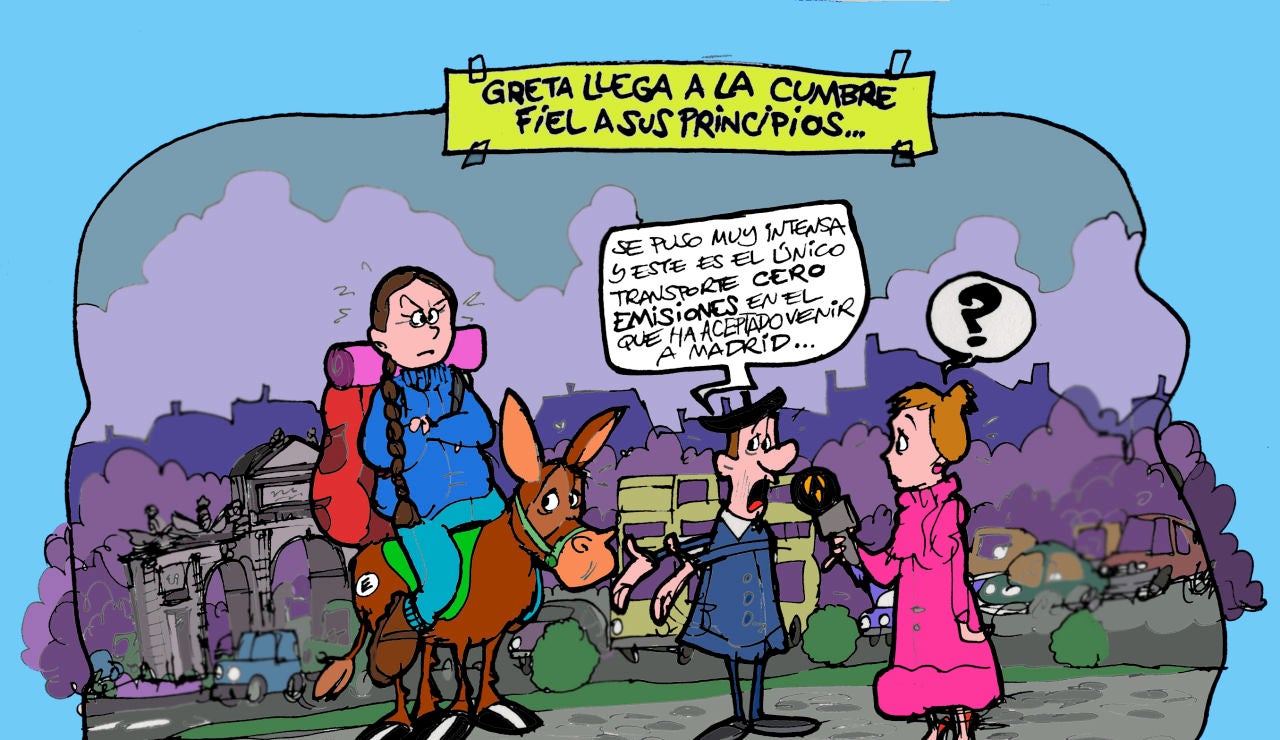 El viaje de Greta Thunberg en la viñeta de la semana