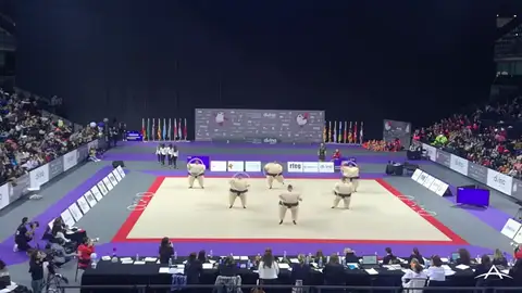 La exhibición viral de los 'Arrítmicos de Ansoáin', unos padres de niñas gimnastas disfrazados de sumos La exhibición viral de los 'Arrítmicos de Ansoáin', unos padres de niñas gimnastas disfrazados de sumos
