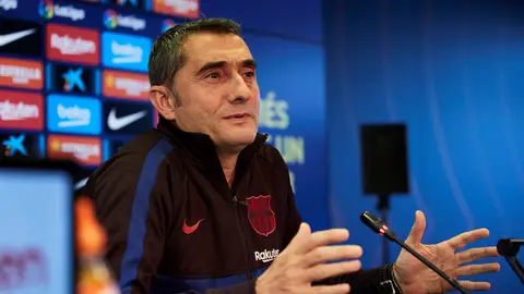 Valverde durante la rueda de prensa previa al partido contra la Real Sociedad Valverde durante la rueda de prensa previa al partido contra la Real Sociedad