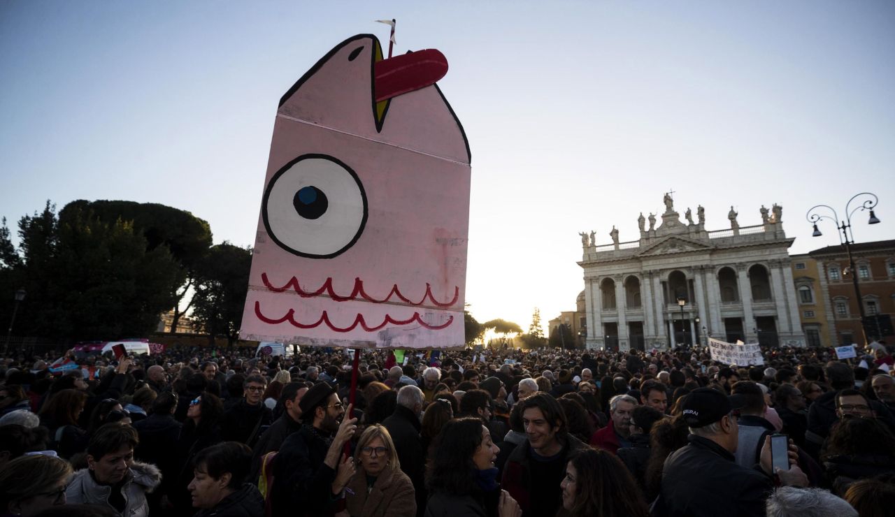 Manifestación contra Matteo Salvini