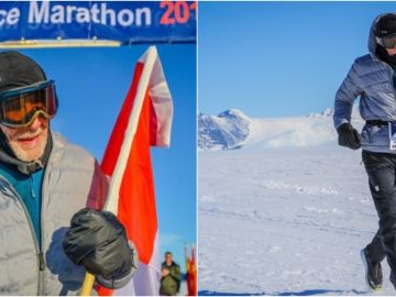 Roy Jorgen Svenningsen, en acción en el Maratón de Hielo de la Antartida