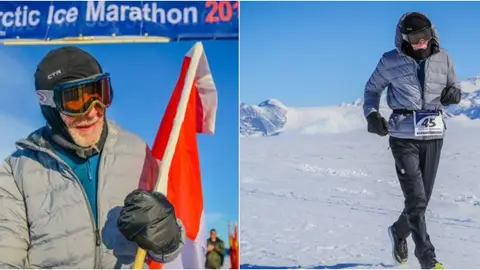 Roy Jorgen Svenningsen, en acción en el Maratón de Hielo de la Antartida Roy Jorgen Svenningsen, en acción en el Maratón de Hielo de la Antartida