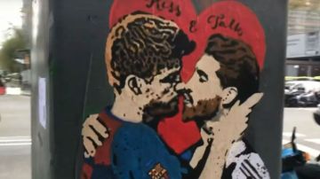 Barcelona - Real Madrid: La obra 'Spain, kiss and talk' del artista TvBoy