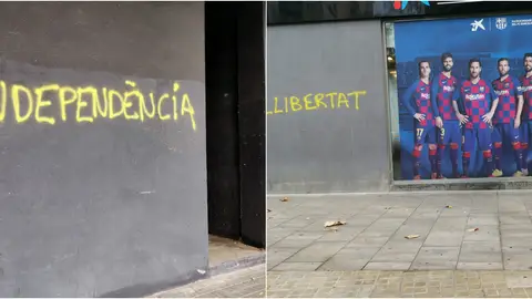 Pintadas a favor de la independencia en los exteriores del Camp Nou Pintadas a favor de la independencia en los exteriores del Camp Nou