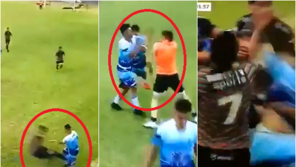 Brutal batalla campal entre jugadores en un partido de Argentina