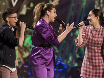 Garra flamenca con Niña Pastori, Salvador Bermúdez e Irene Gil al versionar ‘La mudanza’ en la Final de ‘La Voz Kids’