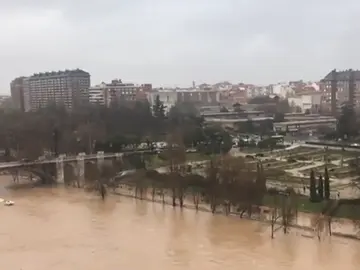 Borrasca Fabién desborda el río Pisuerga Borrasca Fabién desborda el río Pisuerga