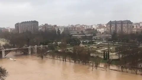Borrasca Fabién desborda el río Pisuerga Borrasca Fabién desborda el río Pisuerga