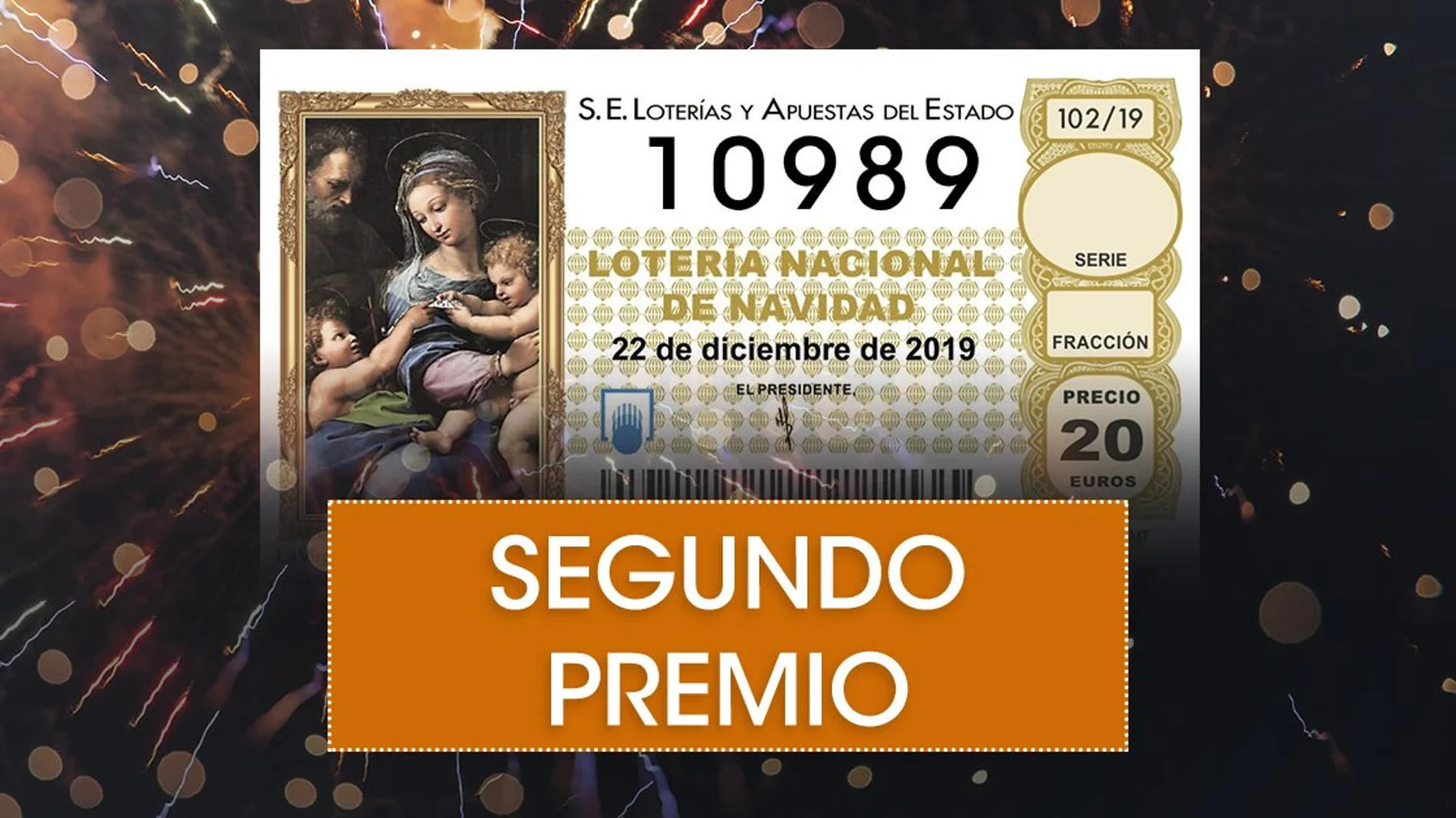 Lotería de Navidad 2019: 10989, segundo premio de la Lotería de Navidad Lotería de Navidad 2019: 10989, segundo premio de la Lotería de Navidad