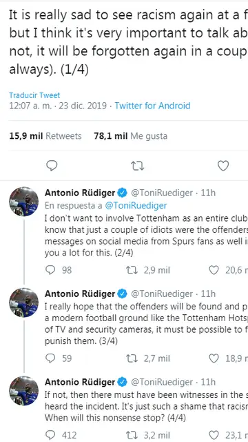 Hilo de Twitter de Antonio Rüdiger Hilo de Twitter de Antonio Rüdiger