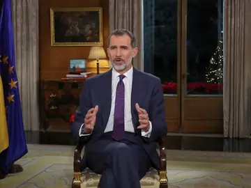 El Rey Felipe VI durante un discurso navideño El Rey Felipe VI durante un discurso navideño