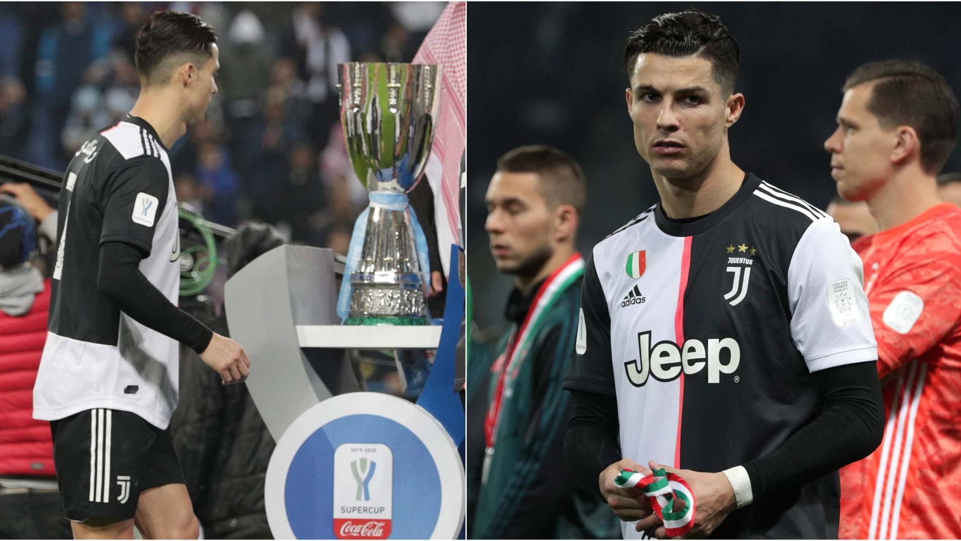 Cristiano Ronaldo, tras recibir la medalla de subcampeón de la Supercopa de Italia Cristiano Ronaldo, tras recibir la medalla de subcampeón de la Supercopa de Italia