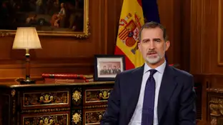 Discurso del Rey: Horario y dónde ver el mensaje de Felipe VI por Navidad hoy en directo El Rey Felipe VI durante el discurso de Nochebuena del 2019