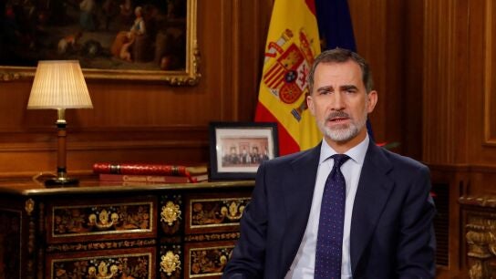 El Rey Felipe VI durante el discurso de Nochebuena del 2019