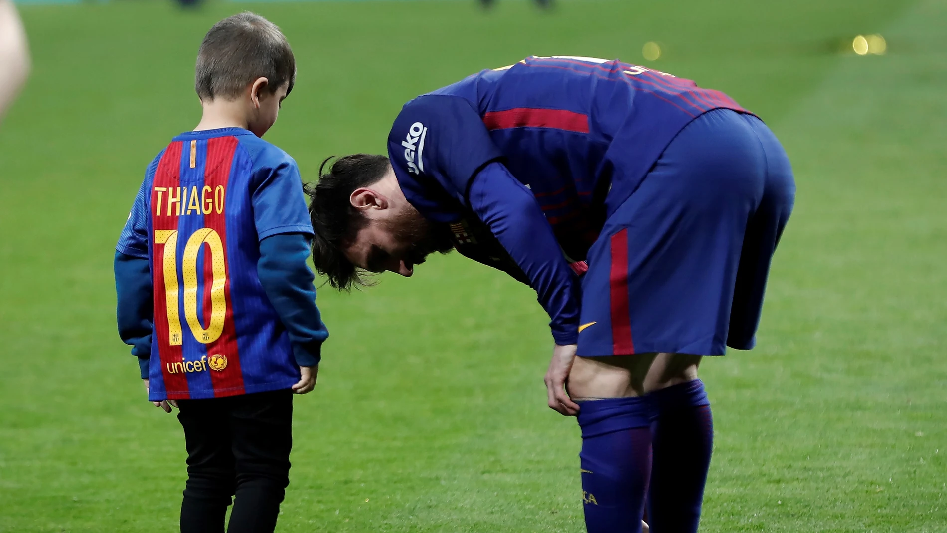 Leo Messi, junto a su hijo Thiago