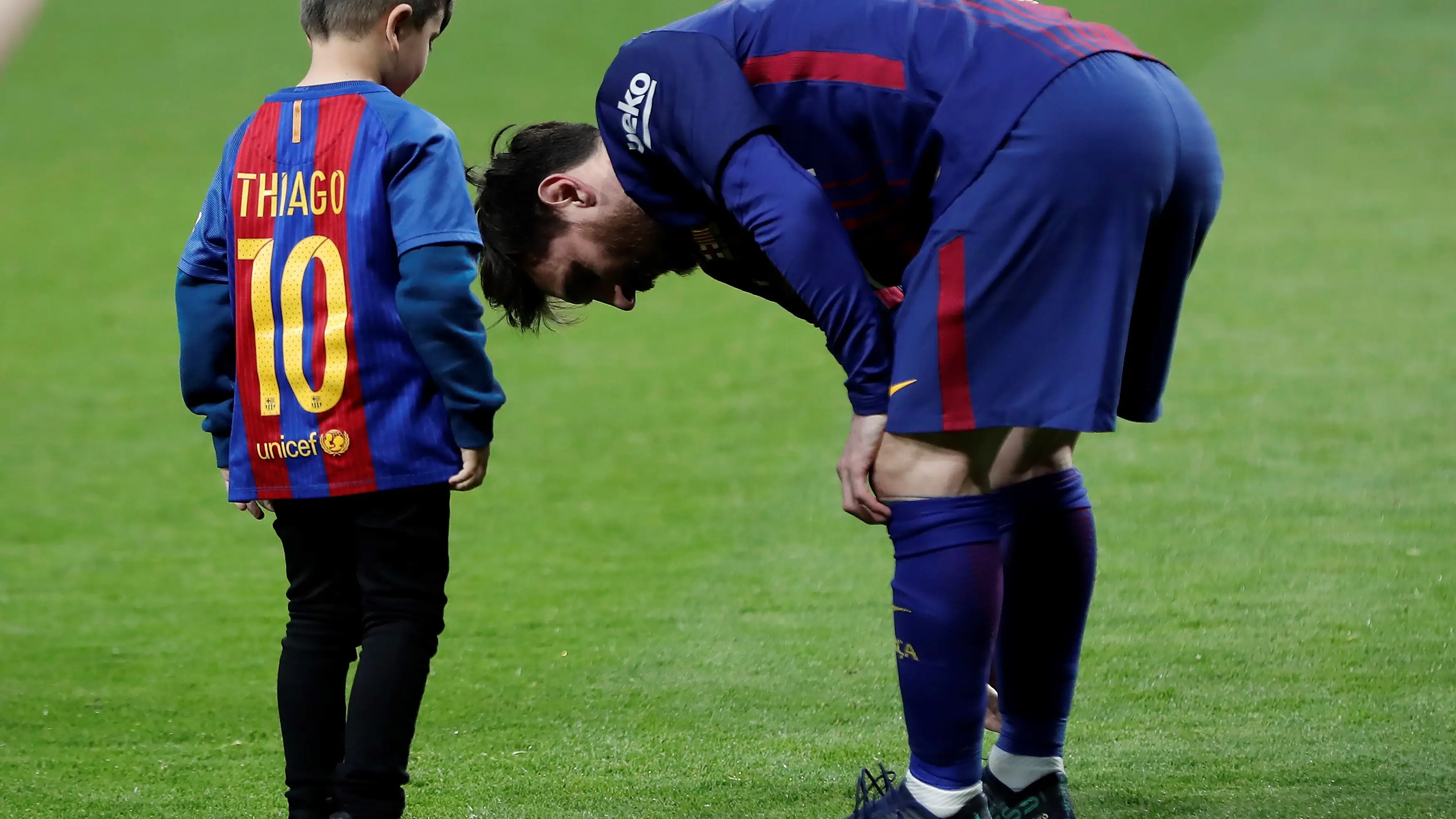 Leo Messi, junto a su hijo Thiago