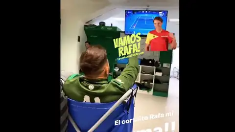 Joaquín Sánchez animando a Nadal Joaquín Sánchez animando a Nadal