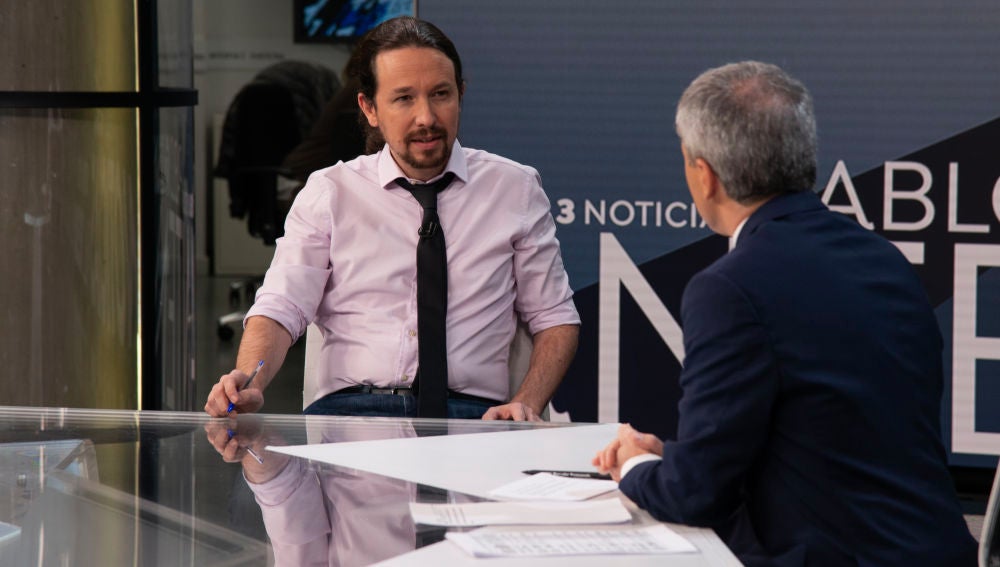Pablo Iglesias en Antena 3 Noticias entrevistador por Vicente Vallés