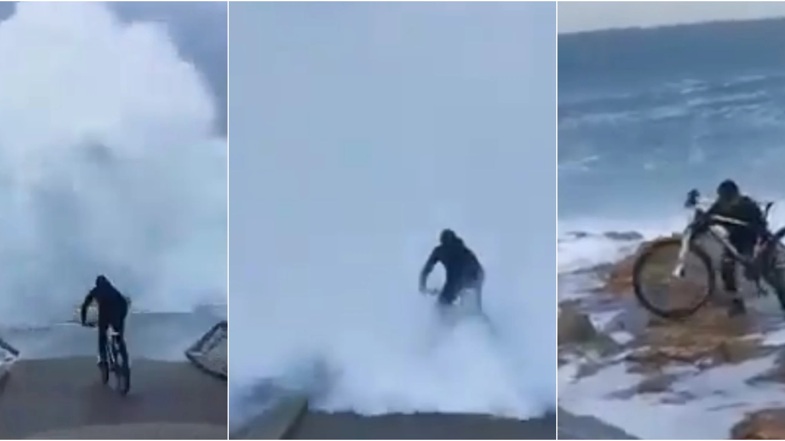 Secuencia de la imprudencia de un ciclista en Punta Herminia (A Coruña) Secuencia de la imprudencia de un ciclista en Punta Herminia (A Coruña)