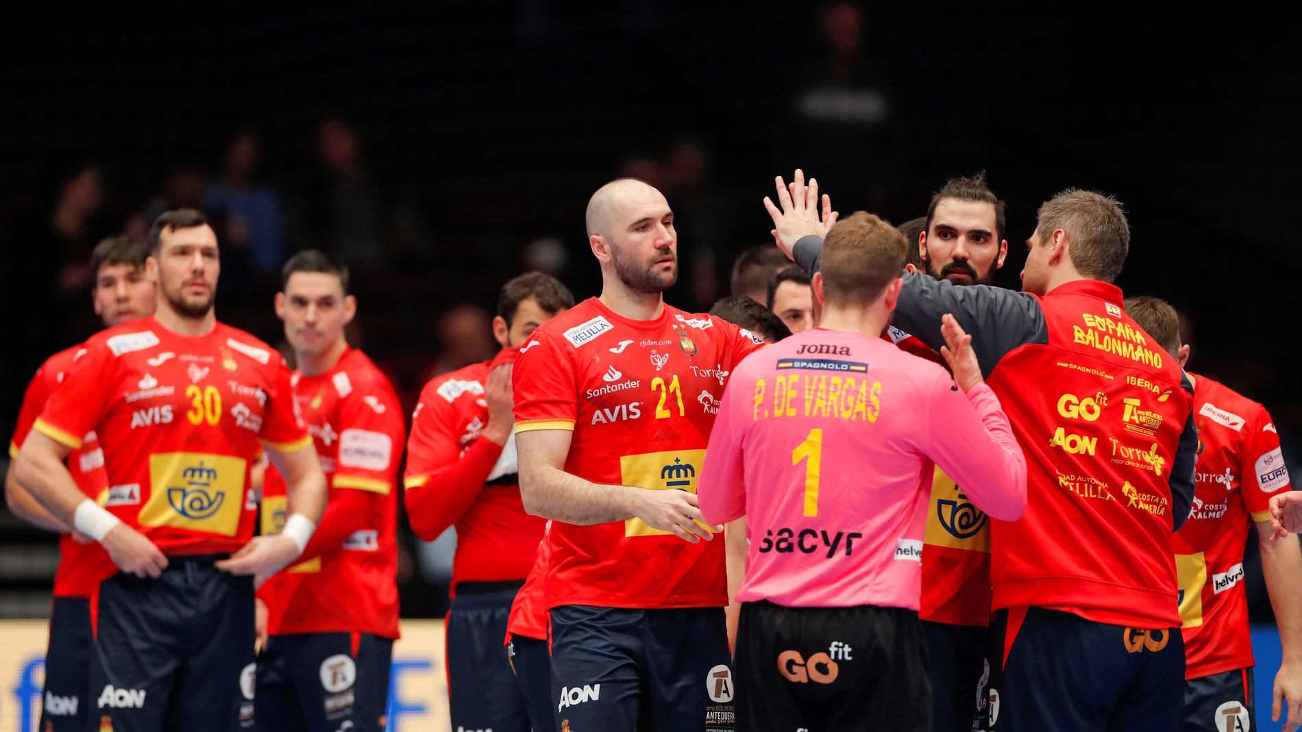 Los jugadores españoles celebran la victoria ante la República Checa Los jugadores españoles celebran la victoria ante la República Checa