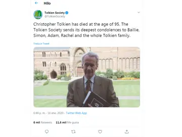 Christopher Tolkien, hijo del creador de 'El señor de los anillos' Christopher Tolkien, hijo del creador de 'El señor de los anillos'