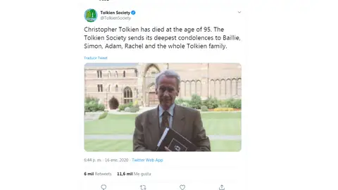 Christopher Tolkien, hijo del creador de 'El señor de los anillos' Christopher Tolkien, hijo del creador de 'El señor de los anillos'