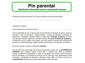 Fragmento del formulario de 'pin parental' colgado por Vox en su web