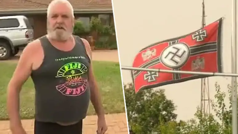 Una pareja tiene colgada una bandera nazi en su jardín Una pareja tiene colgada una bandera nazi en su jardí