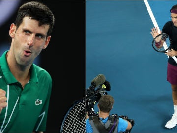 Novak Djokovic y Roger Federer, en sus estrenos en el Open de Australia 2020