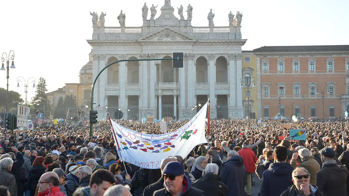 Manifestación de 'Las sardinas' contra Salvini Manifestación de 'Las sardinas' contra Salvini