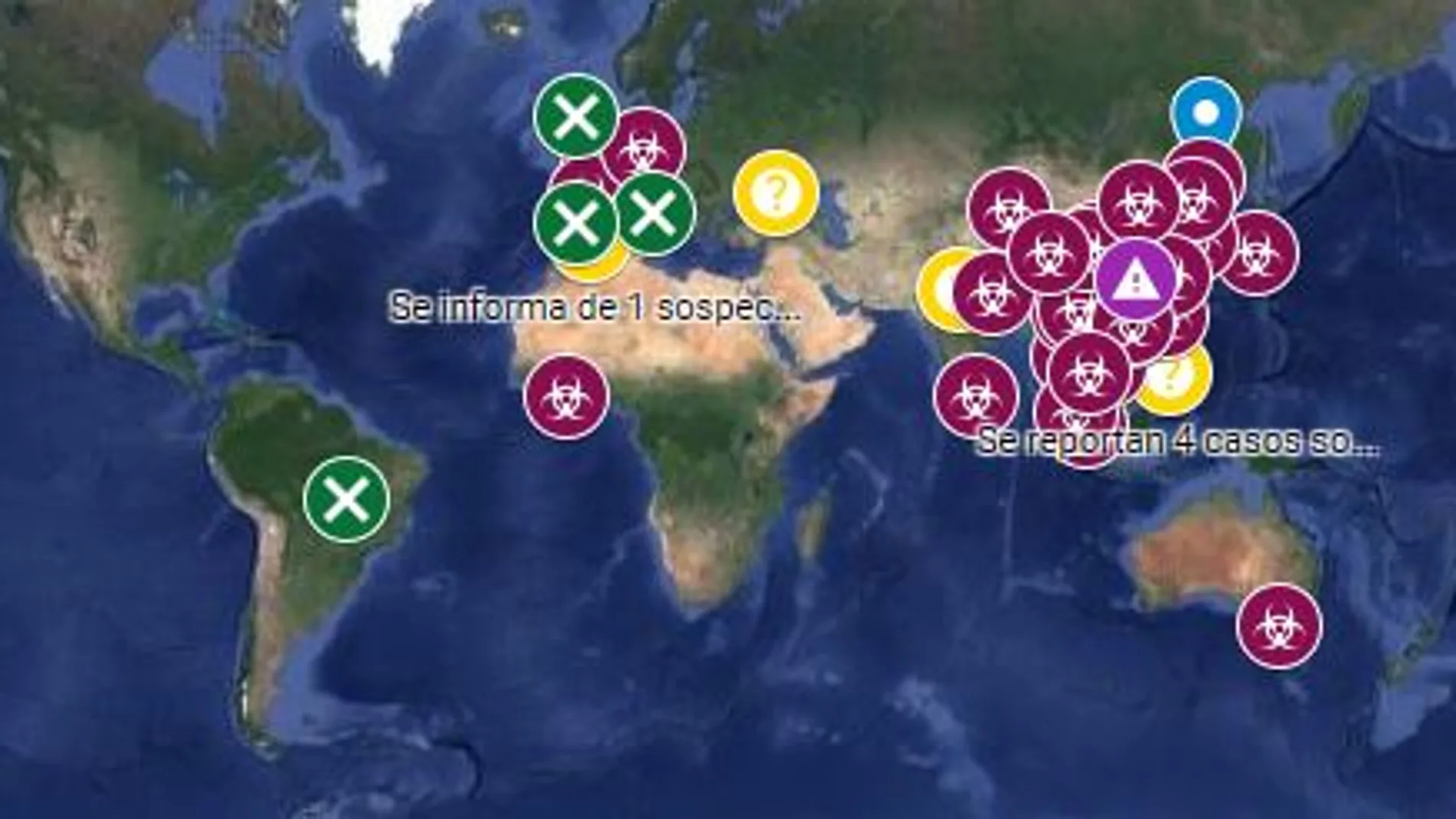 Mapa de personas contagiadas por el coronavirus Mapa de personas contagiadas por el coronavirus