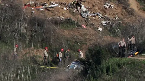 El lugar del accidente del helicóptero de Kobe Braynt El lugar del accidente del helicóptero de Kobe Braynt