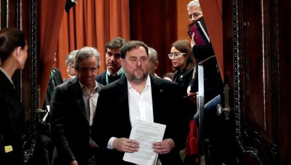 Oriol Junqueras en su regreso al Parlament