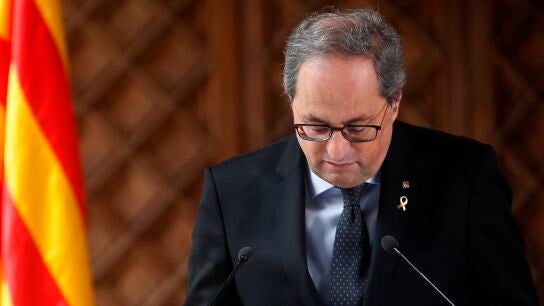 Quim Torra durante la declaraci&oacute;n institucional 