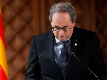 Quim Torra durante la declaración institucional Quim Torra durante la declaración institucional