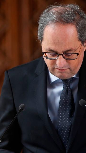 Quim Torra durante la declaración institucional
