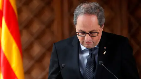 Quim Torra durante la declaración institucional Quim Torra durante la declaración institucional