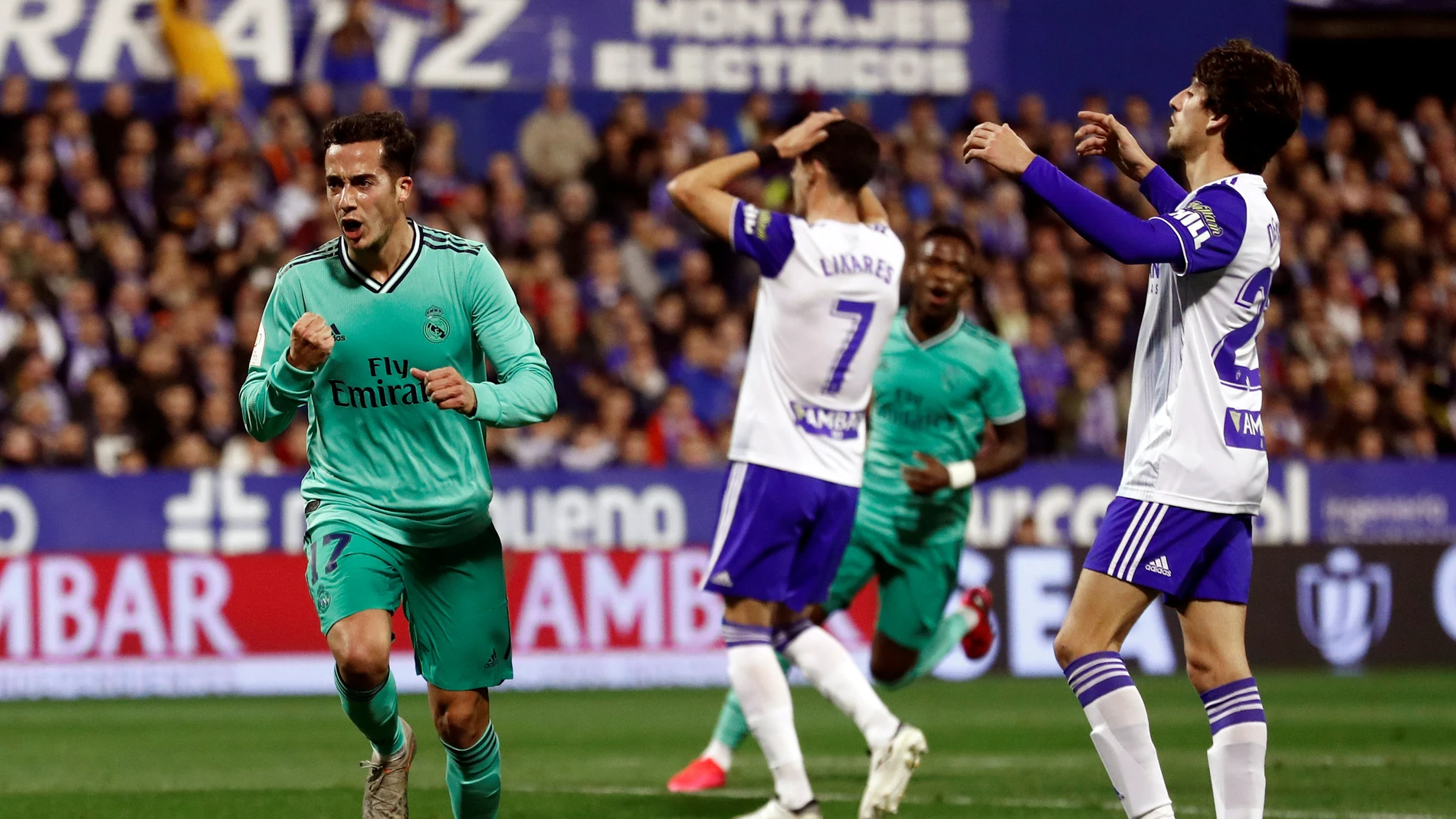Lucas Vázquez celebra su gol ante el Zaragoza Lucas Vázquez celebra su gol ante el Zaragoza
