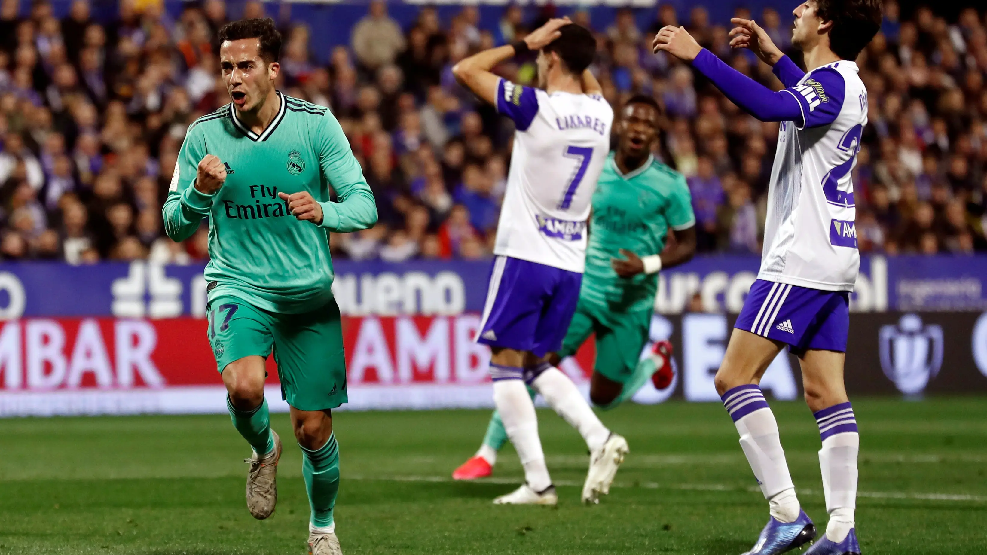 Lucas Vázquez celebra su gol ante el Zaragoza Lucas Vázquez celebra su gol ante el Zaragoza