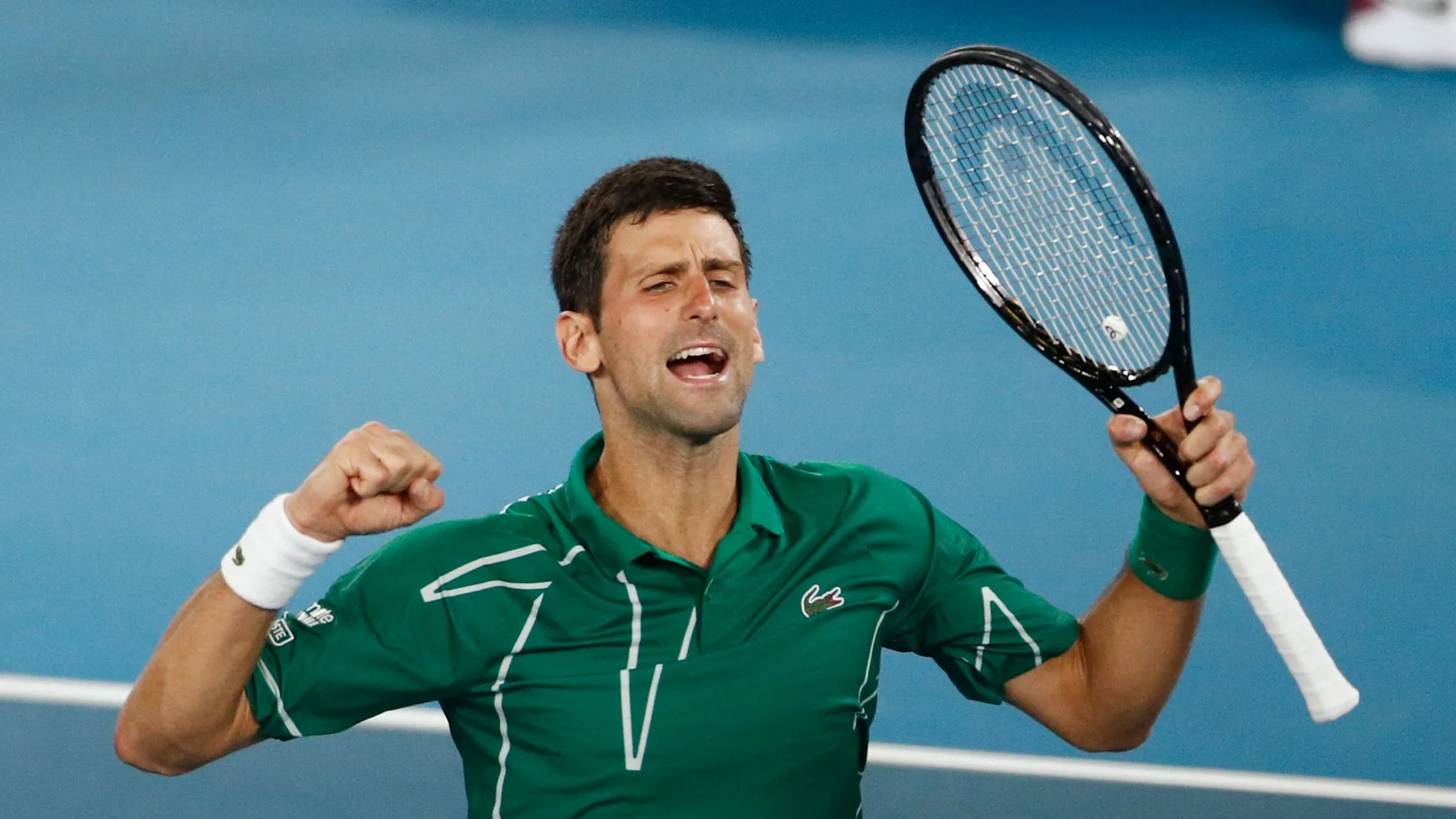 Djokovic celebra la victoria ante Federer Djokovic celebra la victoria ante Federer