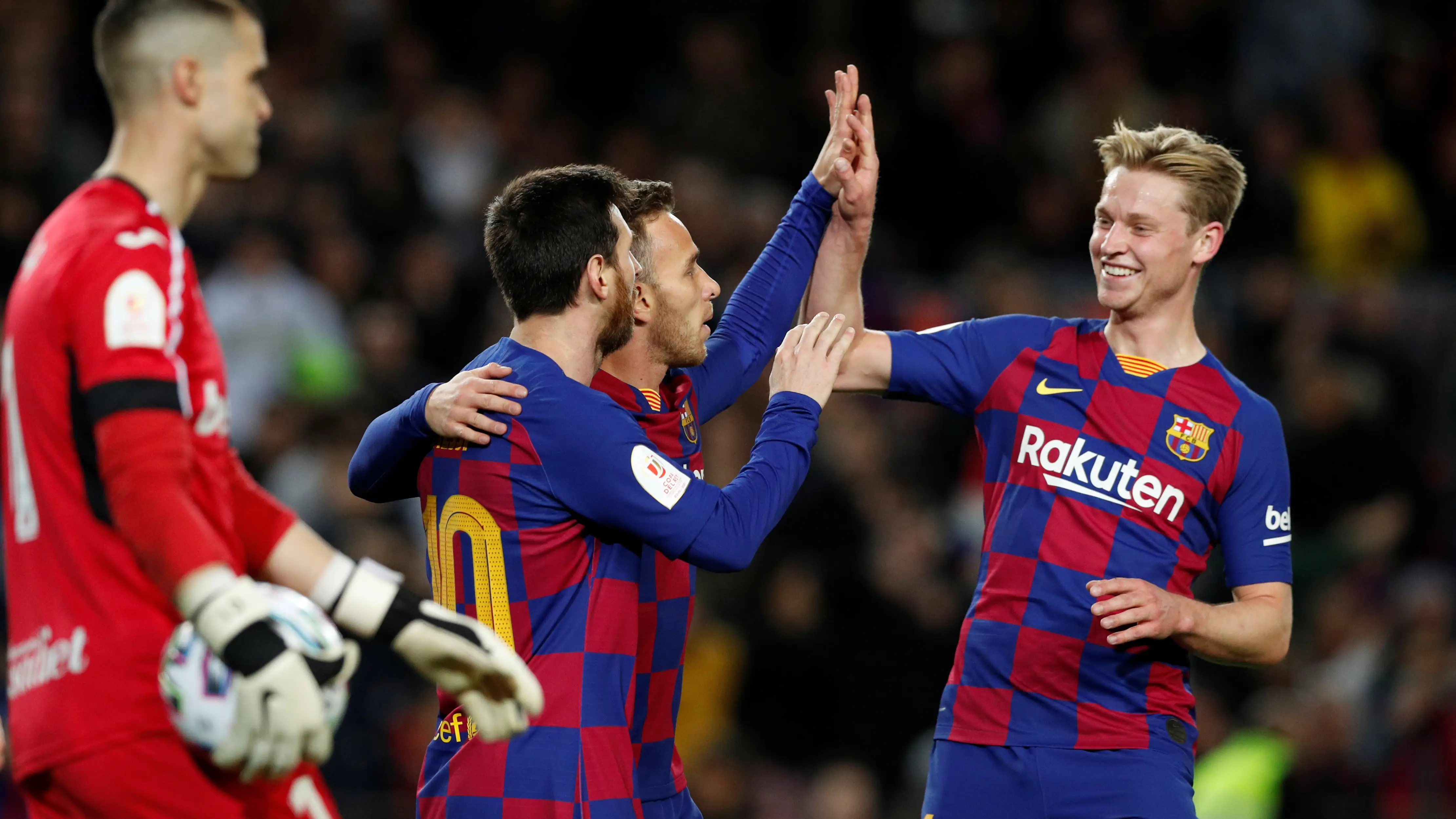 Messi, De Jong y Arthur celebran un gol ante el Leganés Messi, De Jong y Arthur celebran un gol ante el Leganés