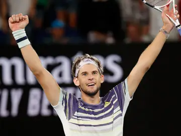 Dominic Thiem celebra la victoria ante Zverev Dominic Thiem celebra la victoria ante Zverev
